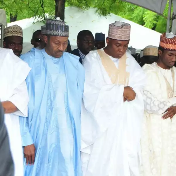 Senate President Saraki Joins Pres. Buhari & His Son At Eid Ground [See Photos]
